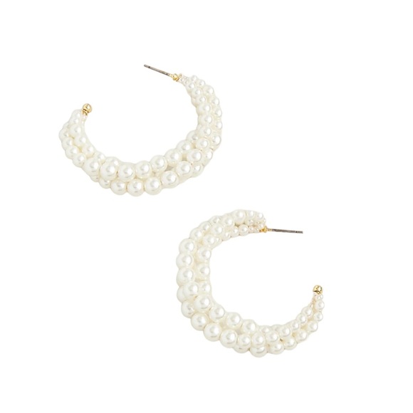 J. Crew Pearl Hoop Earrings - Picture 3 of 4